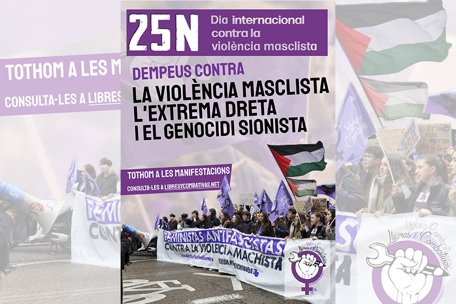 25N. Dempeus contra la violència masclista, la ultradreta i el genocidi sionista. Tothom a les manifestacions!
