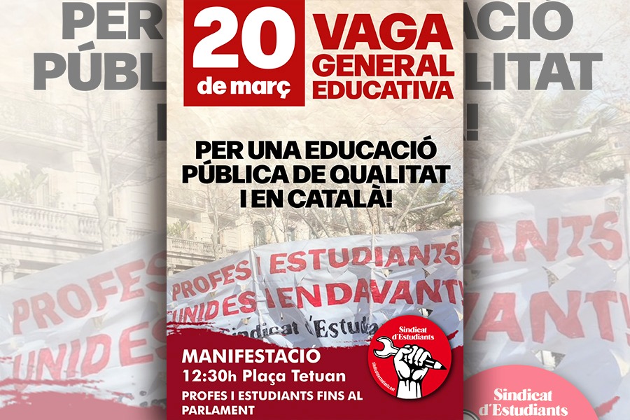 20M Vaga educativa a Catalunya. Tornem als carrers per una educació pública de qualitat!